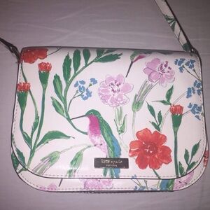 Kate Spade Spring Floral Crossbody Bag with hummingbird & color accents